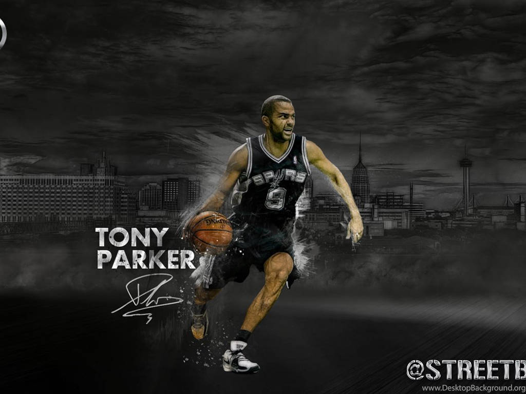 Tonyparker Basketball Laufen. Wallpaper