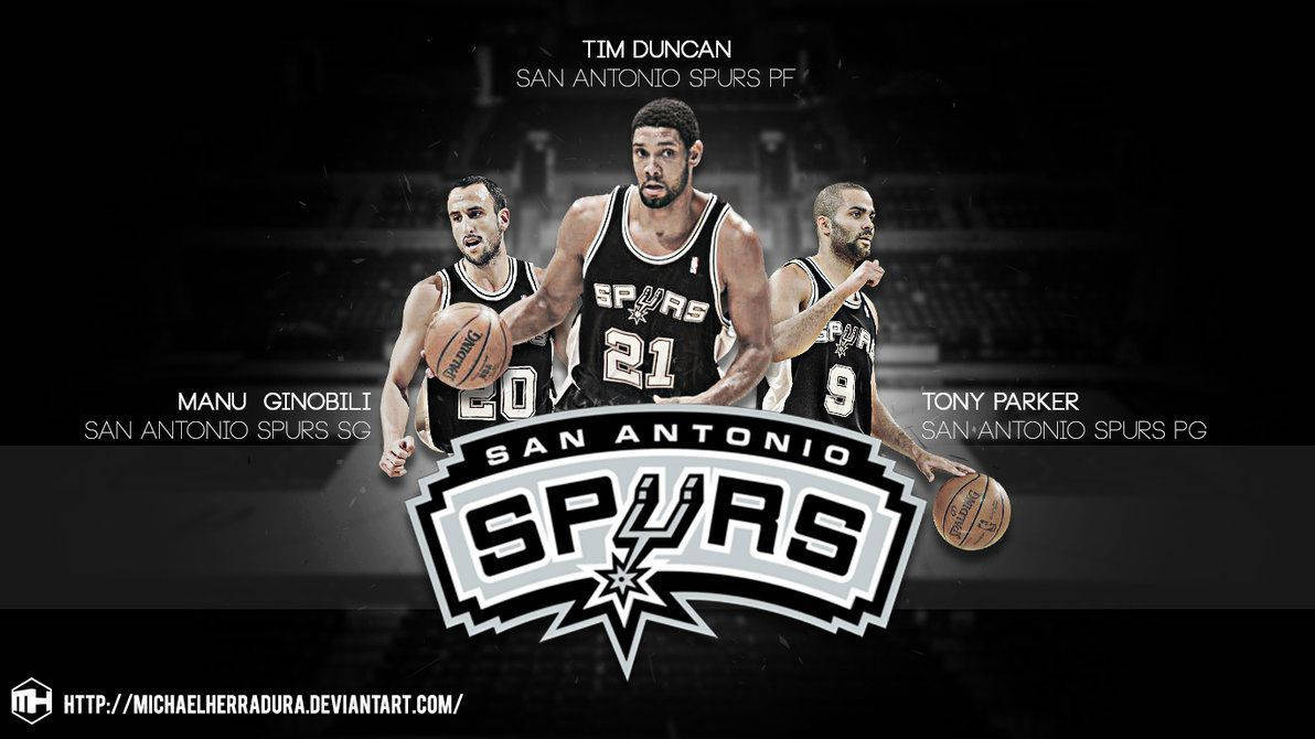 Tony Parker On San Antonio Spurs Logo Wallpaper