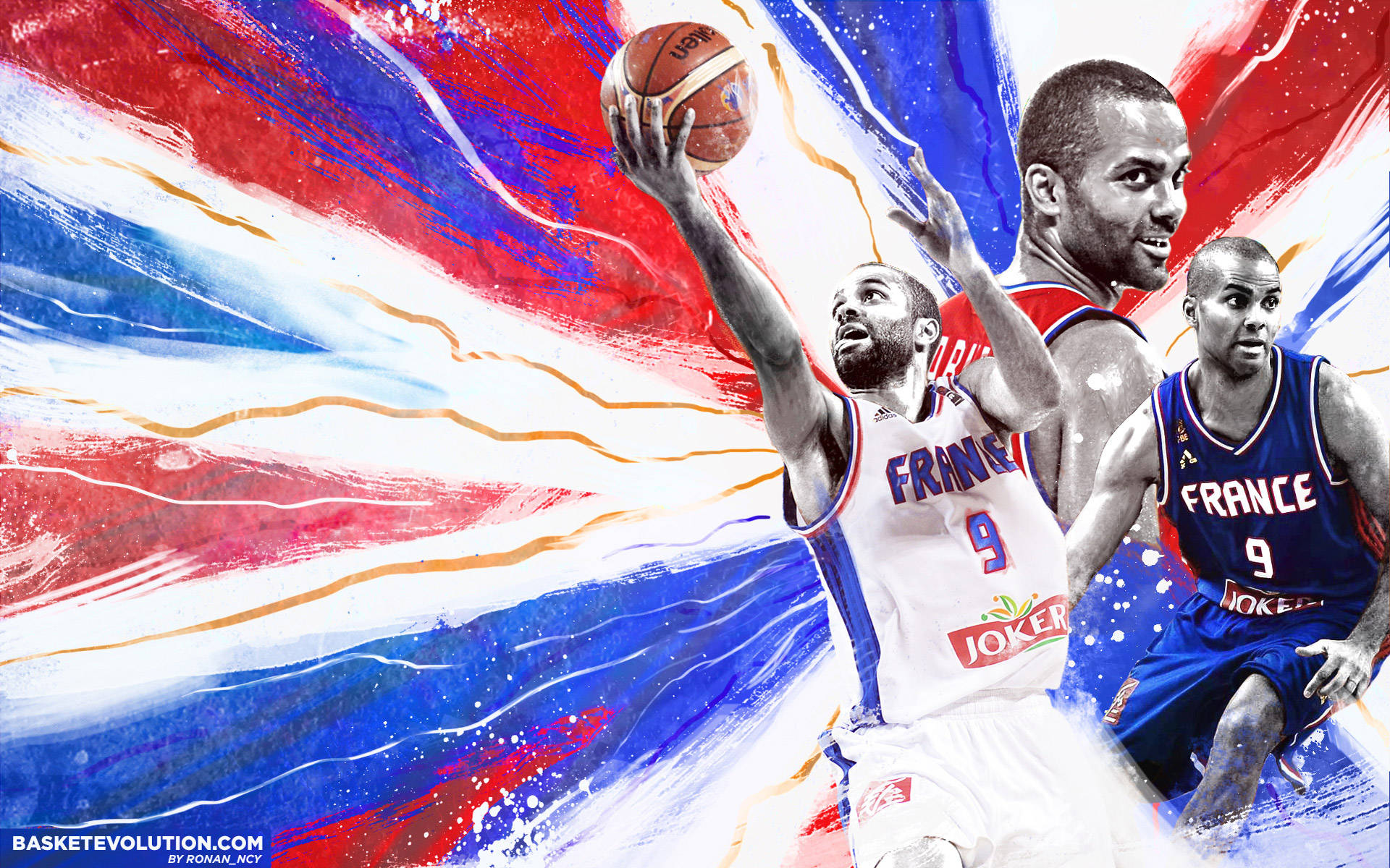 Tony Parker Playing For French Team Wallpaper