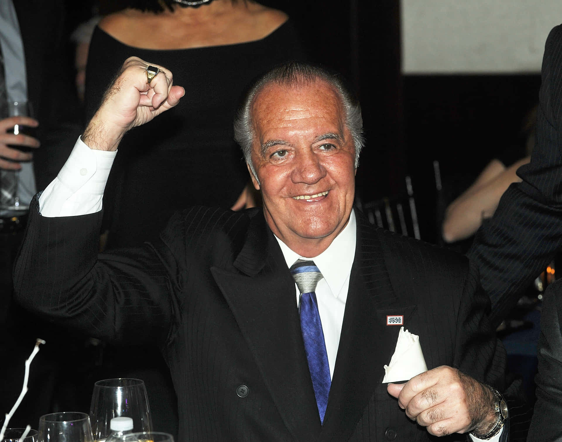 Tony Sirico Posing in a Classic Suit Wallpaper