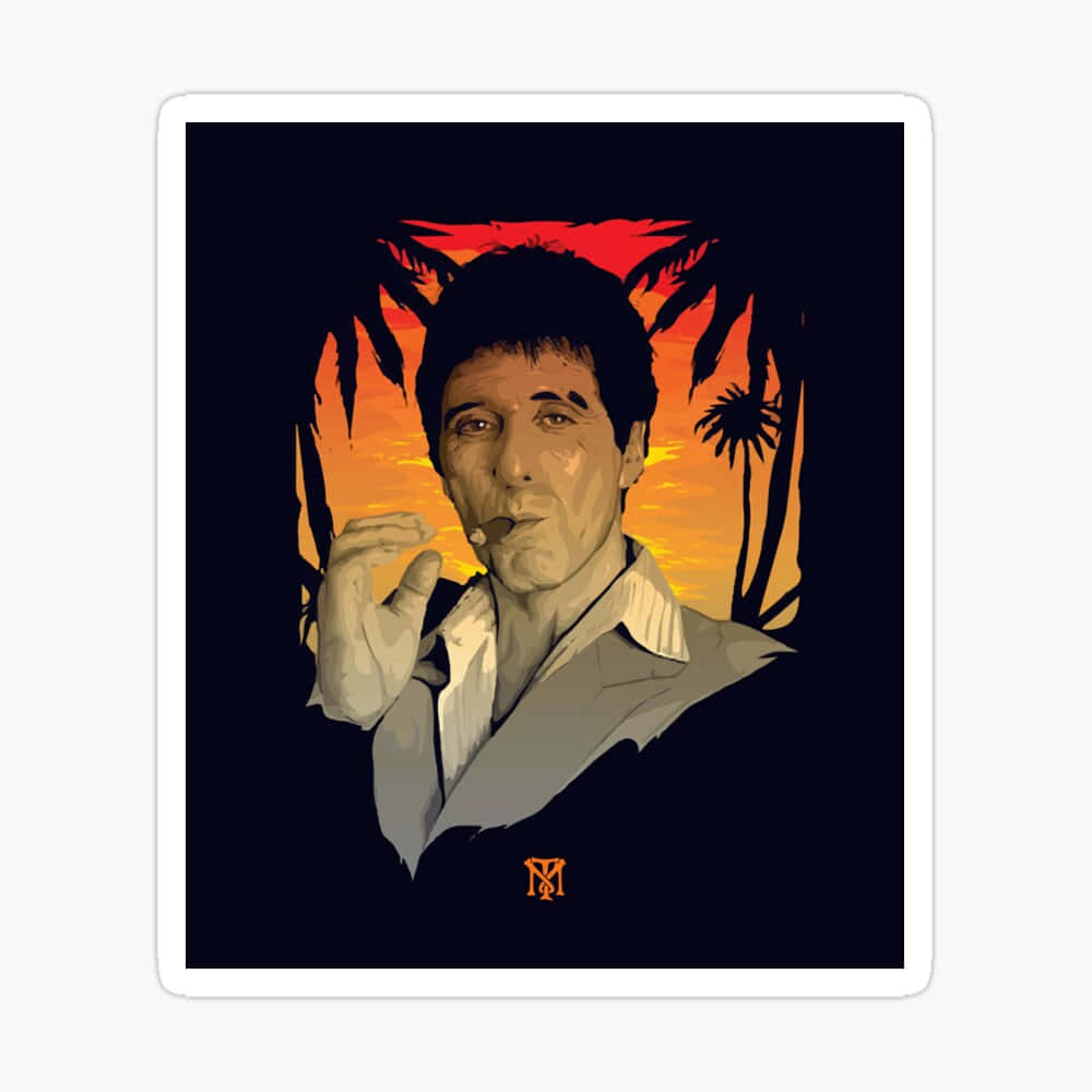 Tonymontana In Piedi Con La Sua Iconica Arma In Scarface.