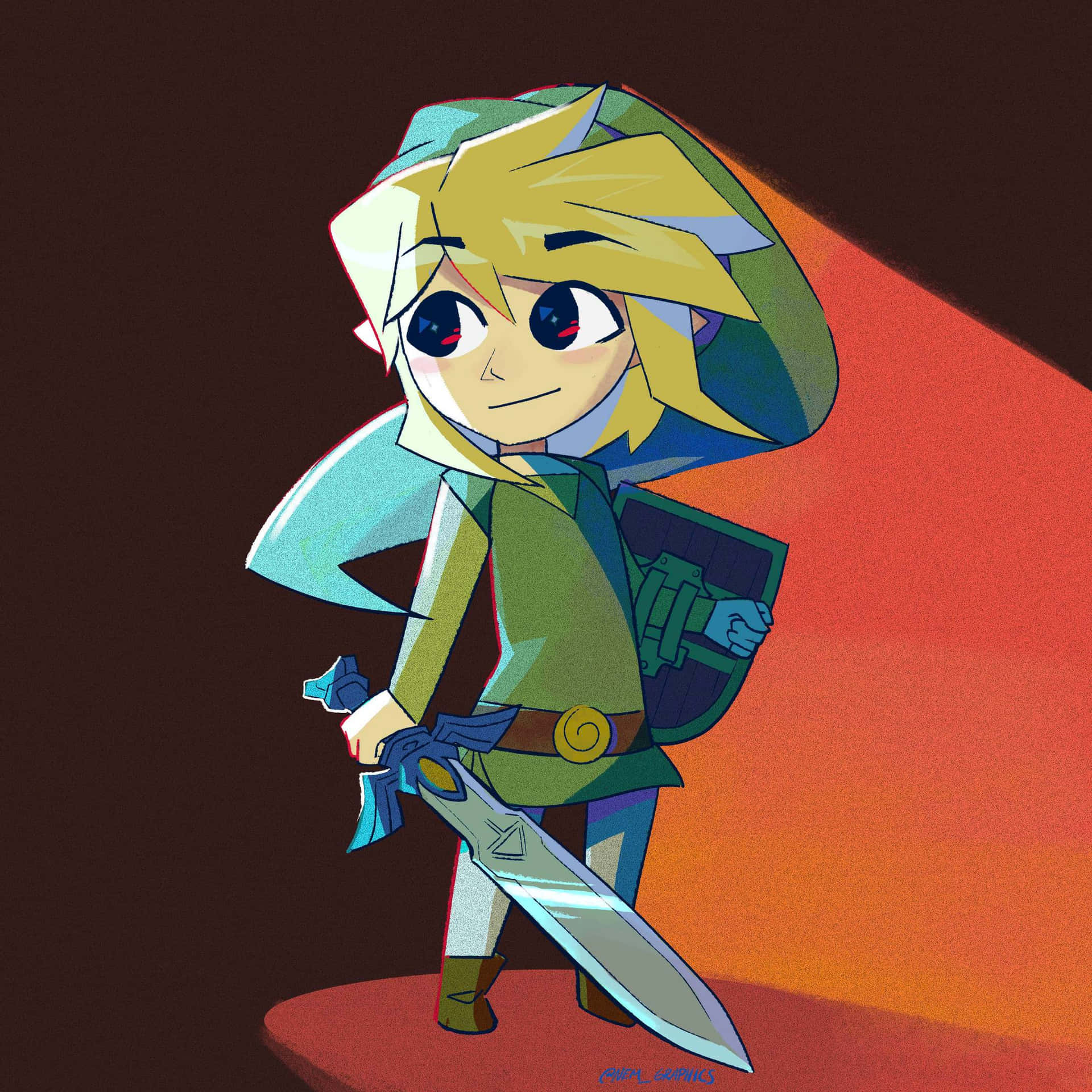 Unpersonaje De Dibujos Animados Con Una Espada Y Una Espada Fondo de pantalla