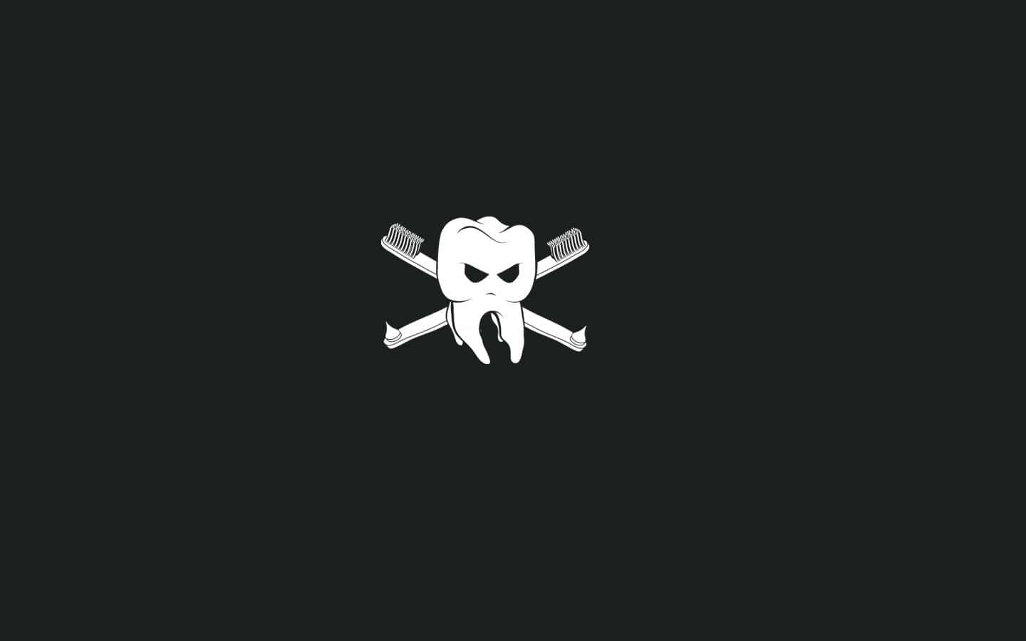 A Tooth Logo With Crossed Swords On A Black Background