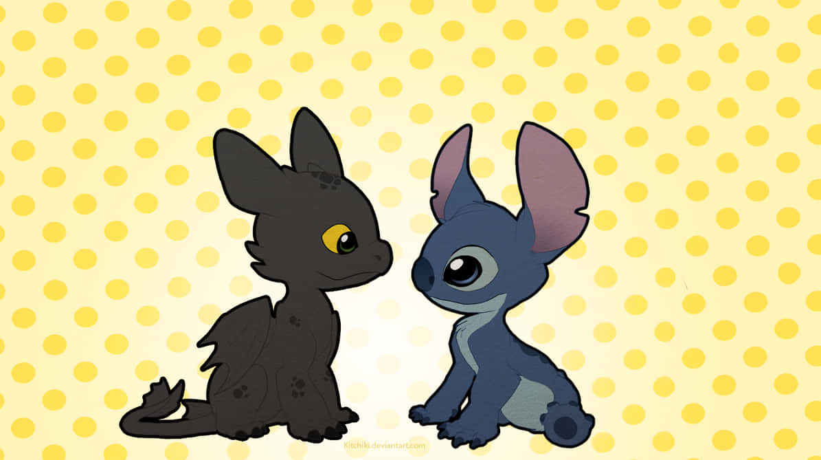 Toothless And Stitch Baby Yellow Wallpaper