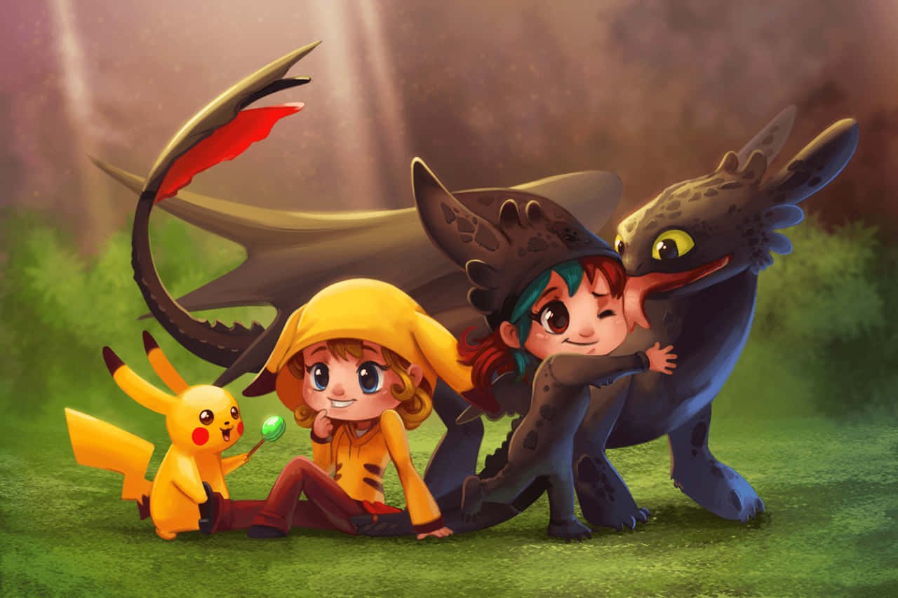 Loveable Buddies - Toothless and Stitch Wallpaper