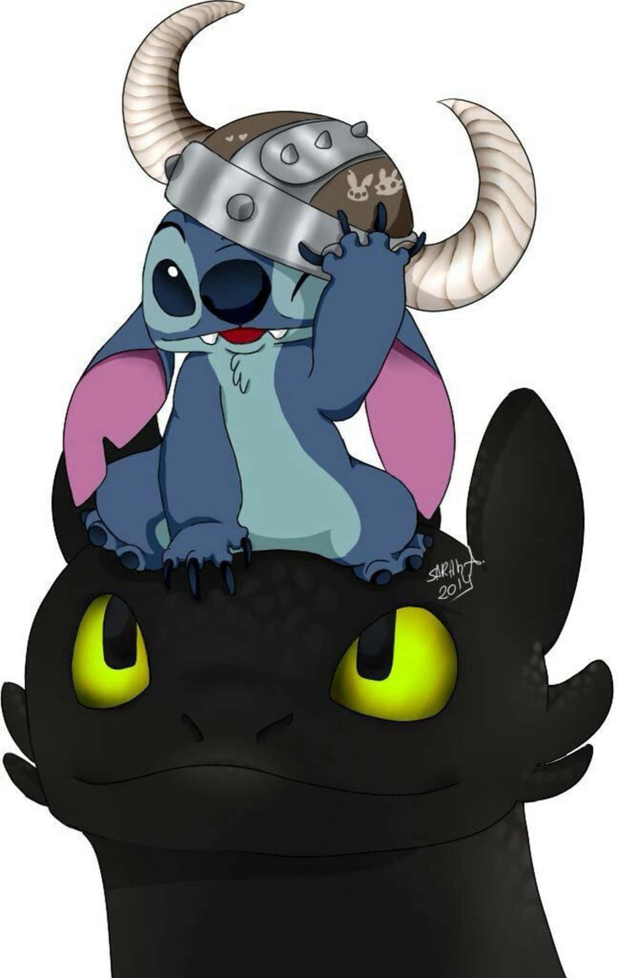 Toothless And Stitch Viking Helmet Wallpaper
