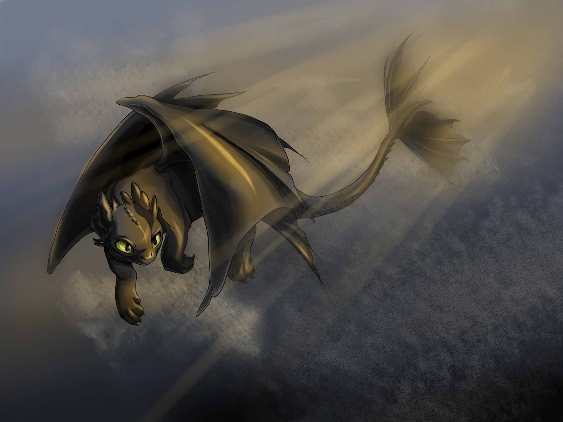 Toothless Night Furyin Flight Wallpaper