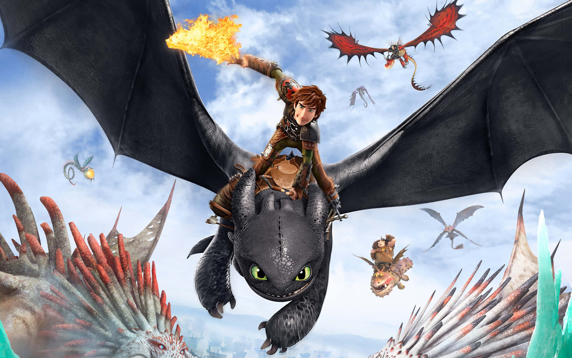 Toothlessand Hiccup Flying Adventure Wallpaper