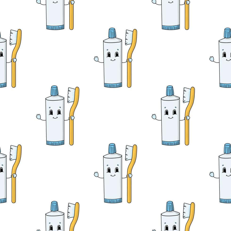 Toothpasteand Brush Pattern Wallpaper