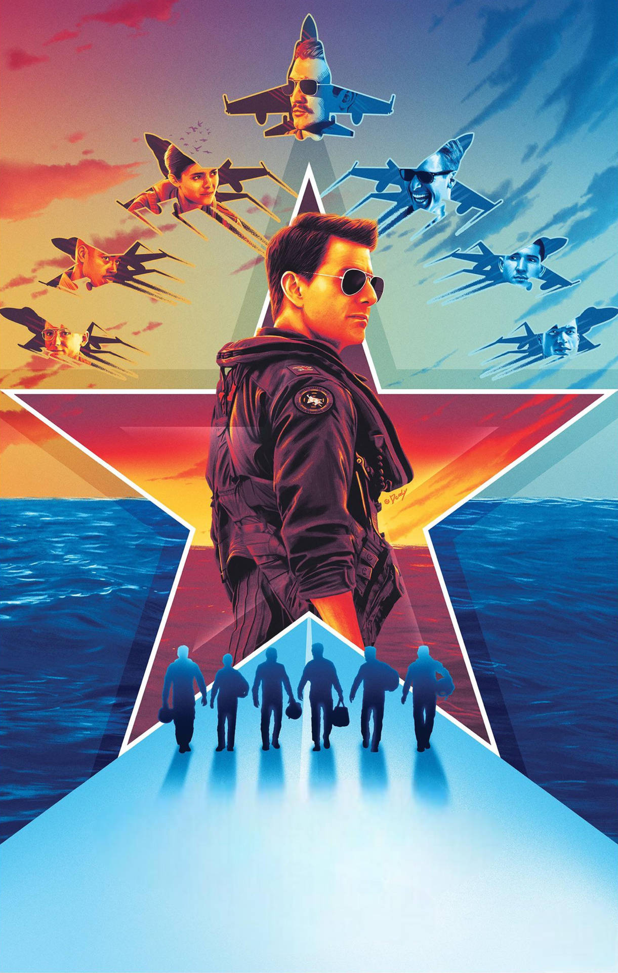 Træd ind i den ultimative dogfight med dette Top Gun: Maverick digitale plakat. Wallpaper