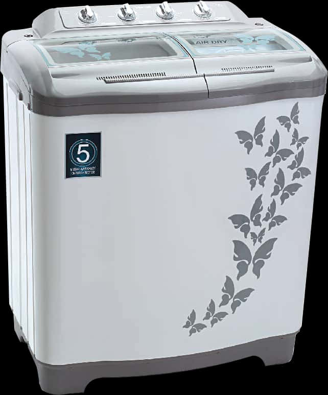 Top Loading Floral Washing Machine PNG