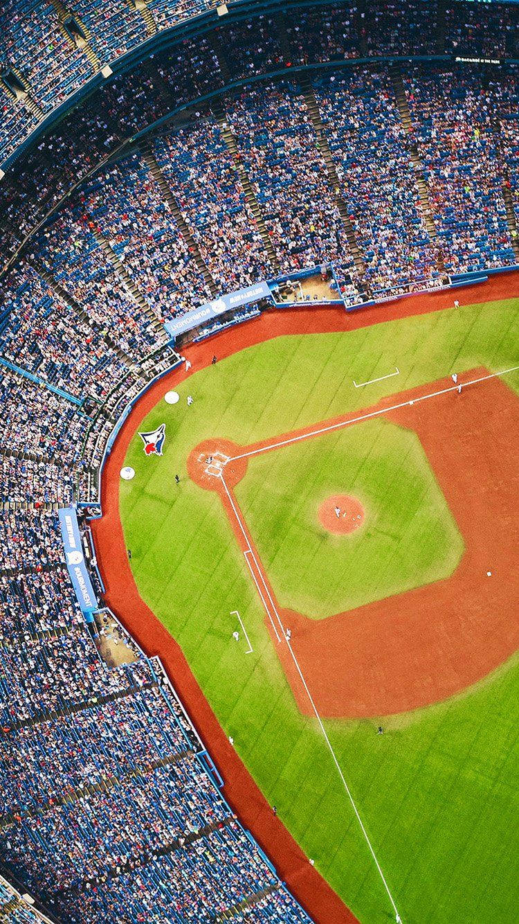 An aerial view of a majestic baseball stadium Wallpaper