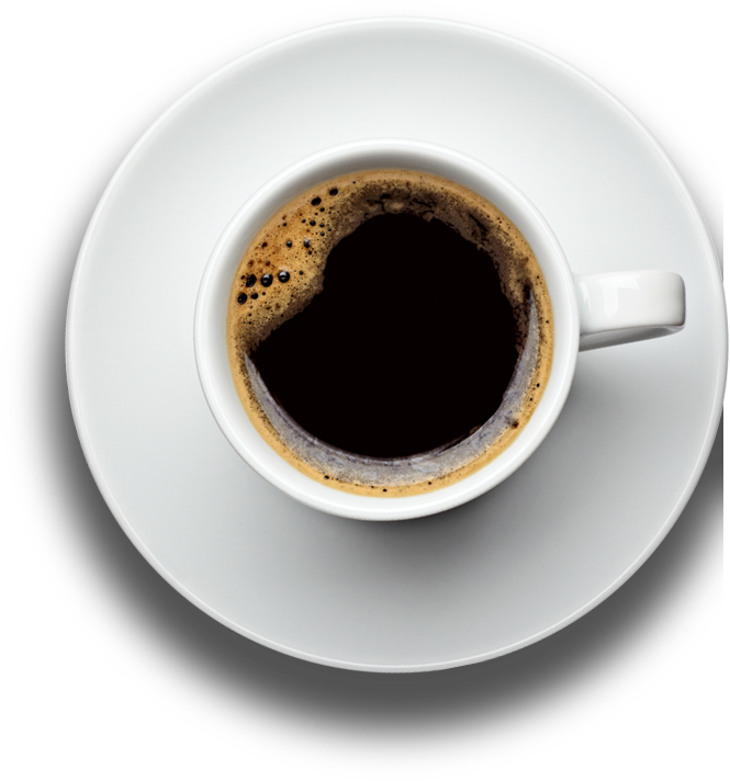 Top View Black Coffee White Cup PNG