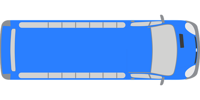 Top View Blue Bus Graphic PNG