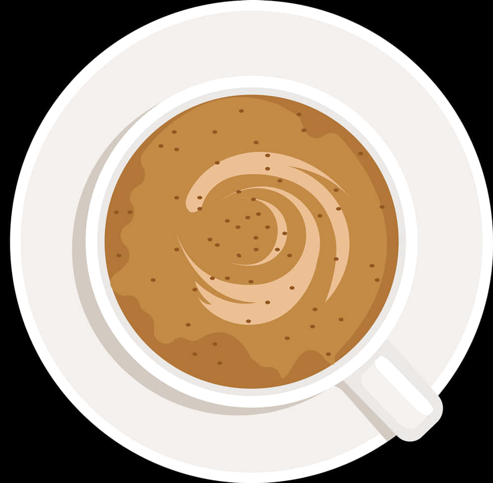 Top View Coffee Cup With Swirl Design PNG