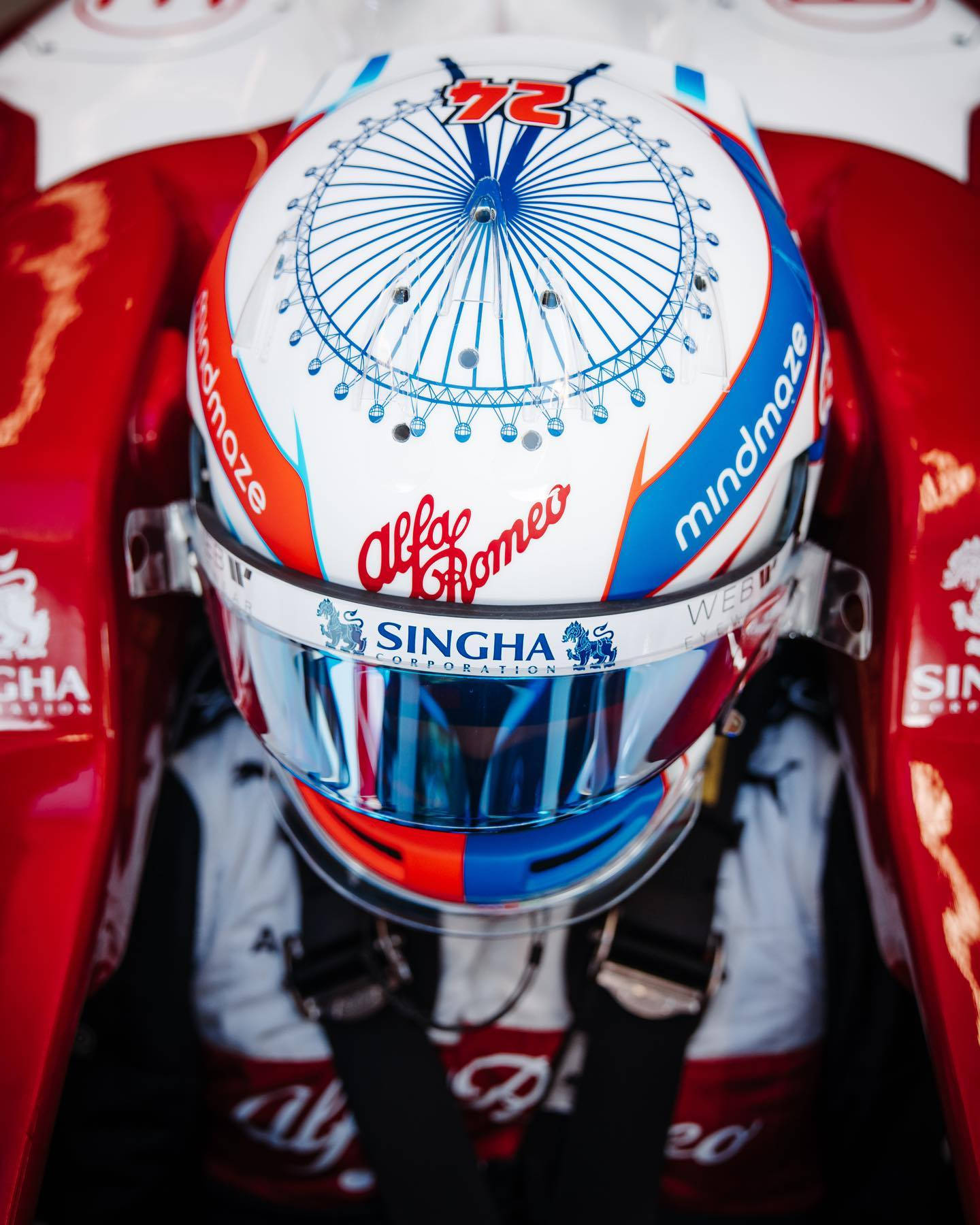 Top view of Formula 2 racer Guanyu Zhou's helmet Wallpaper