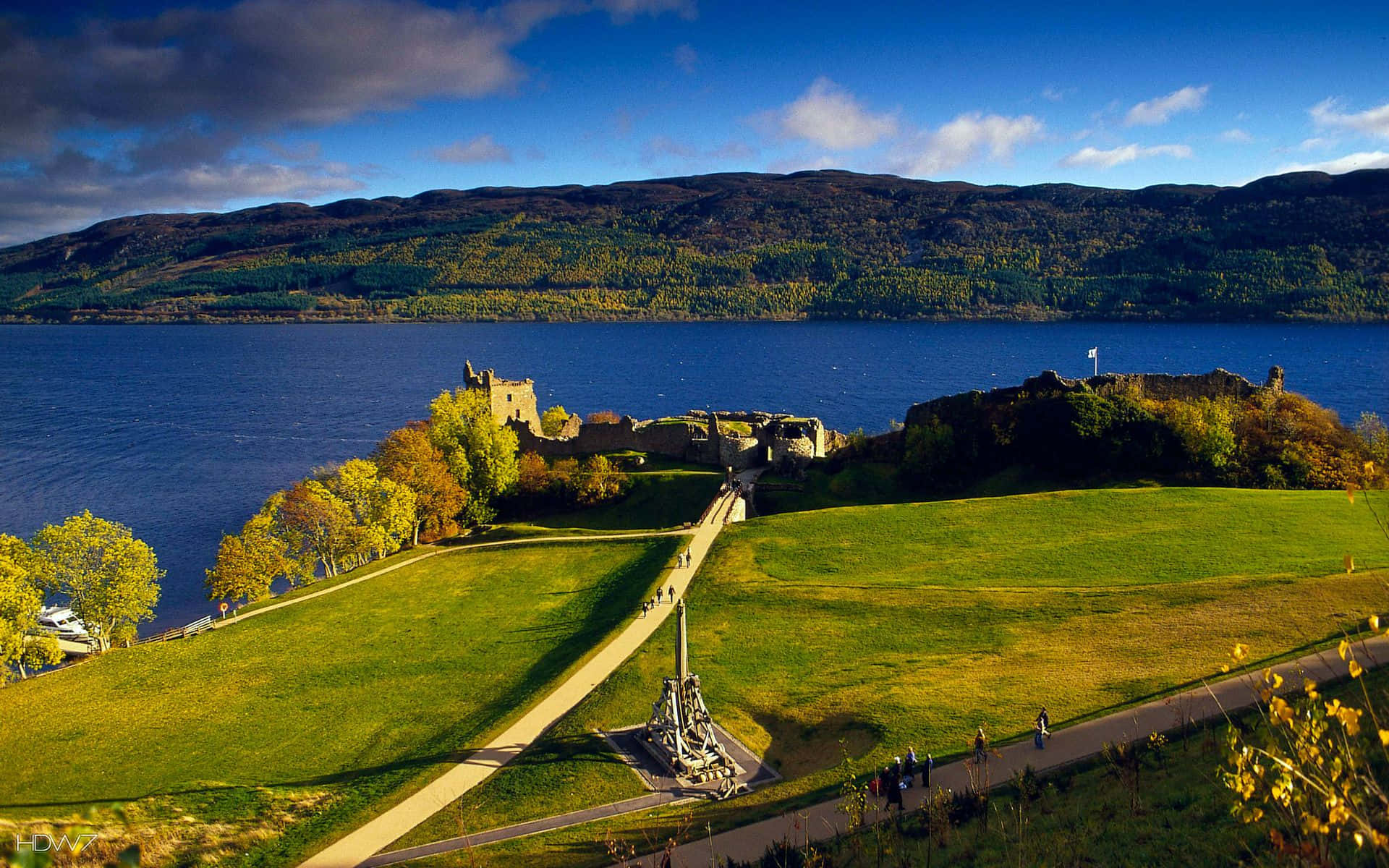 Top udsigt af Loch Ness-sølandskabsbaggrundsbillede Wallpaper