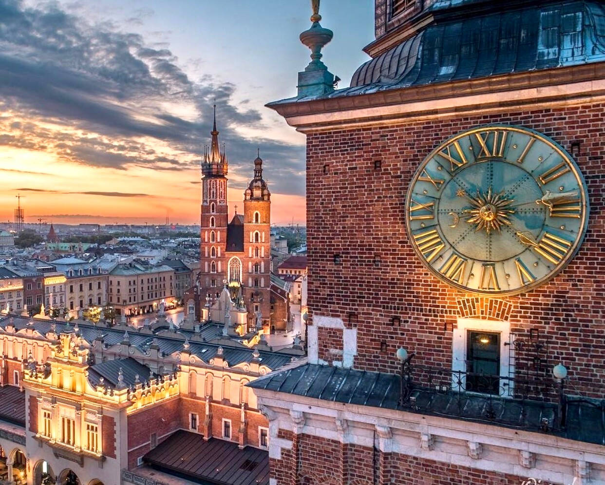 Top View Of Rynek Glowny In Krakow Poland Wallpaper