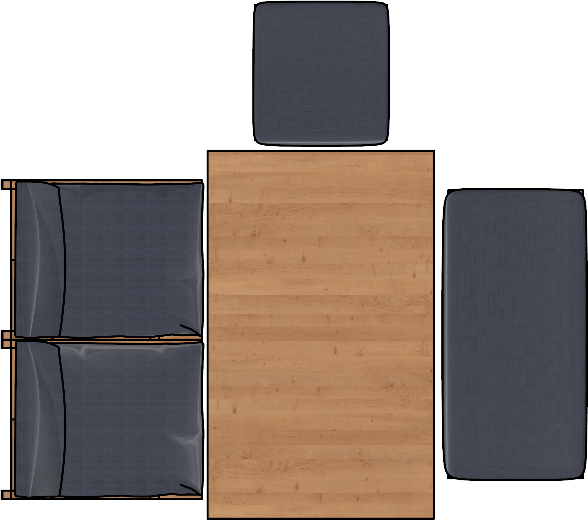 Top View Wooden Dining Tablewith Chairs PNG
