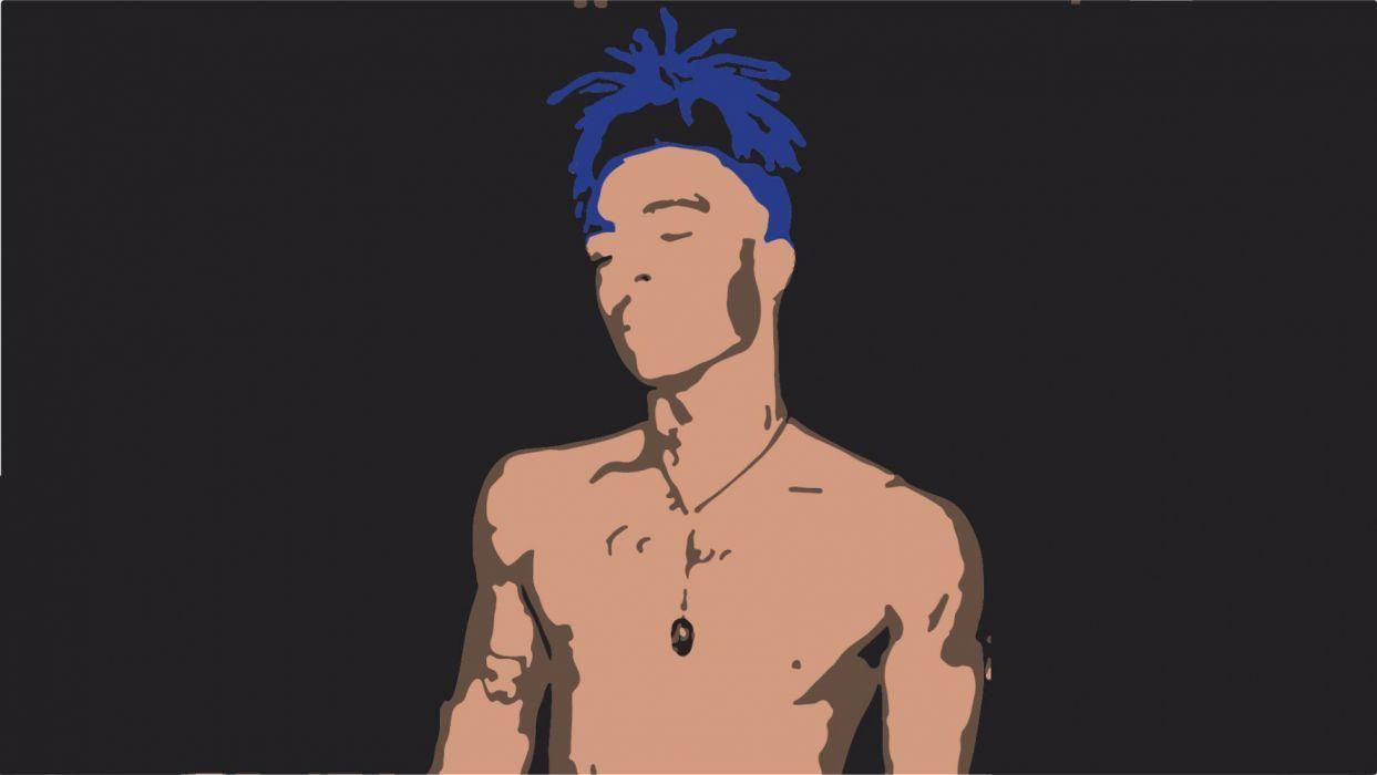 Topless Blue Hair Xxxtentacion Cartoon Wallpaper
