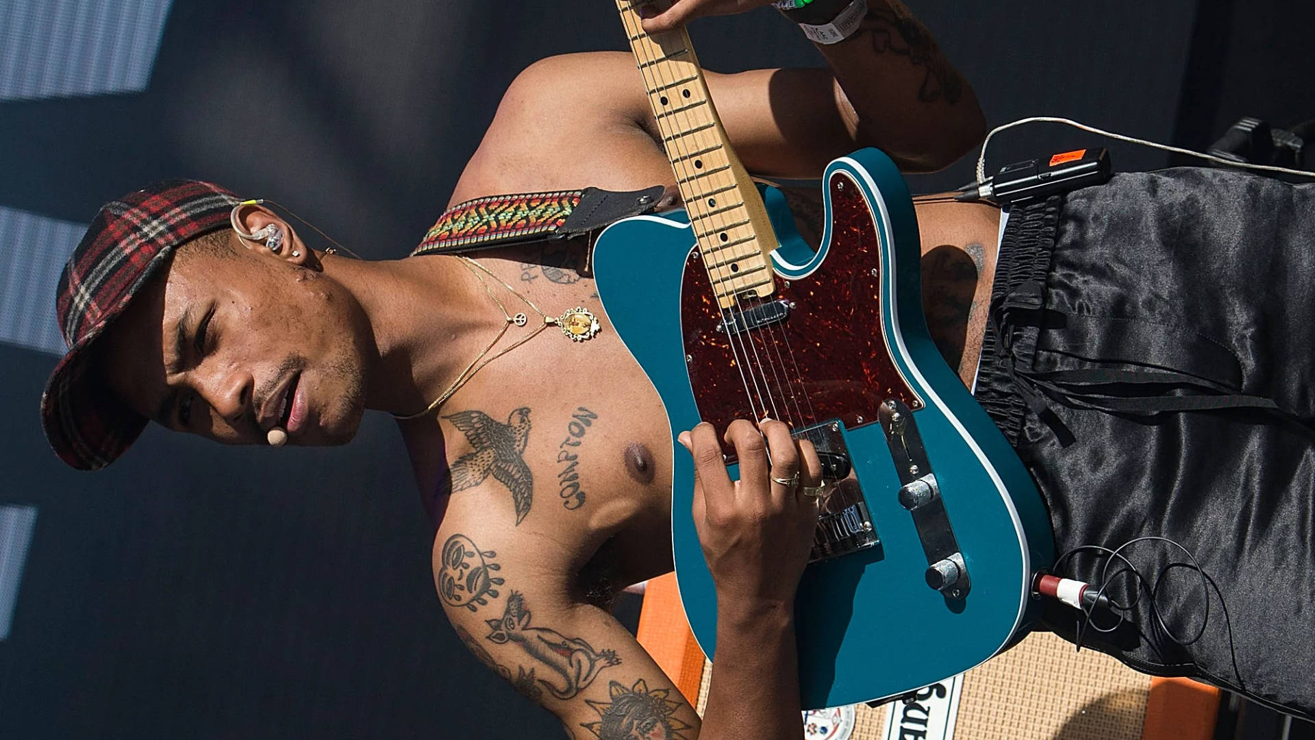 Topless Steve Lacy Playing Guitar