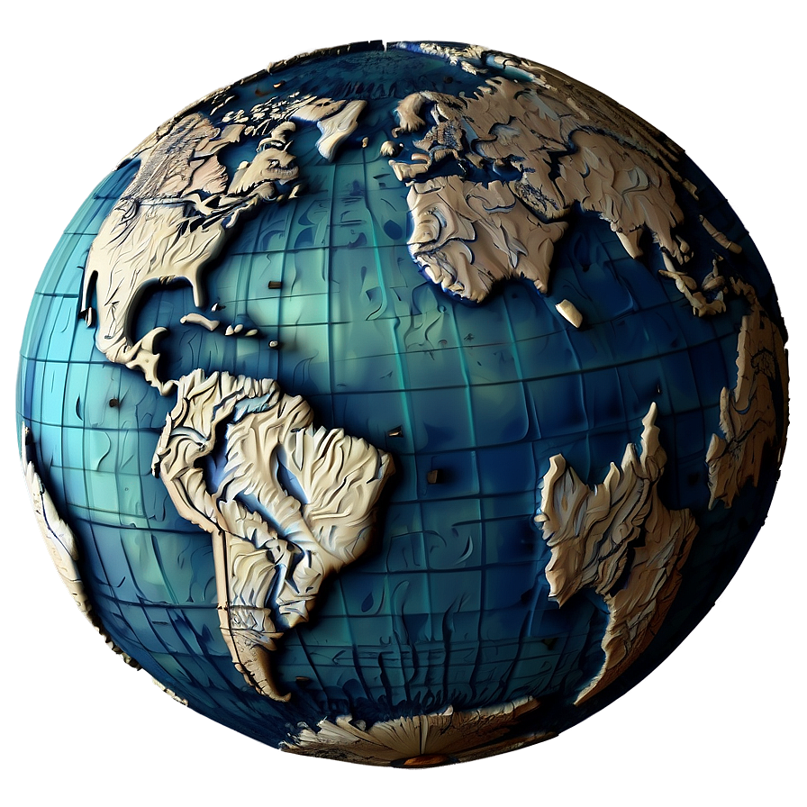 Topographic Globe Detail Png 05042024 PNG