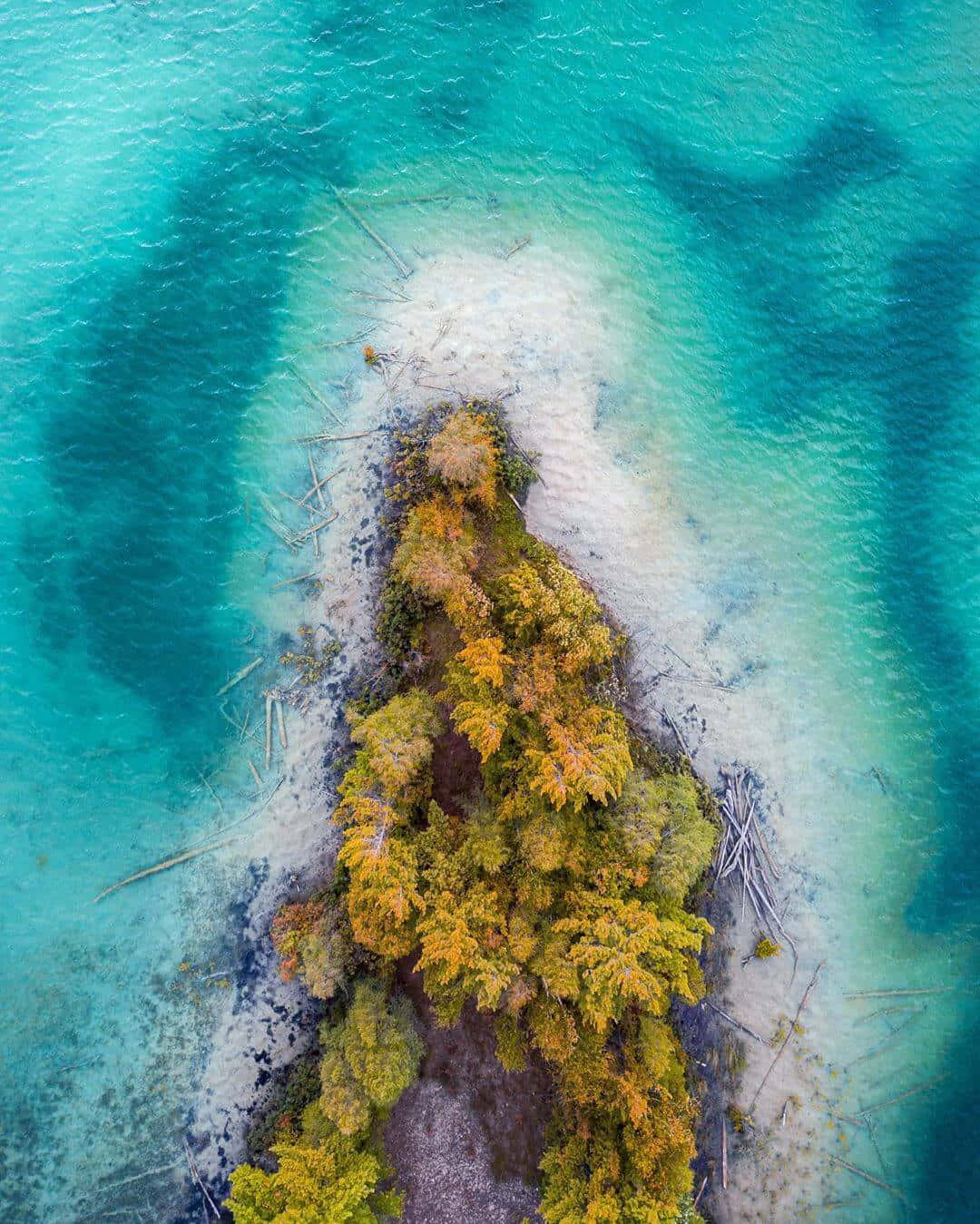 Aerial View Of A Small Island In The Ocean