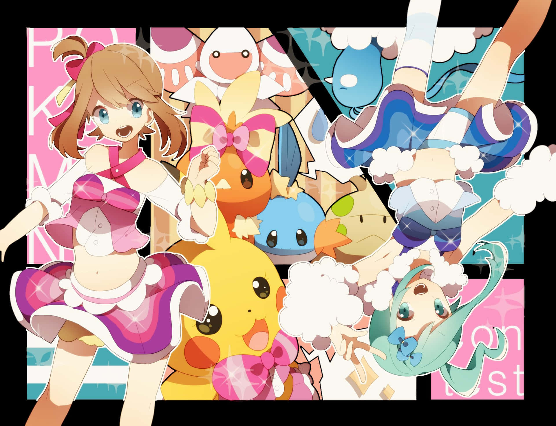 Torchic In Creative Pokemon Collage Wallpaper
