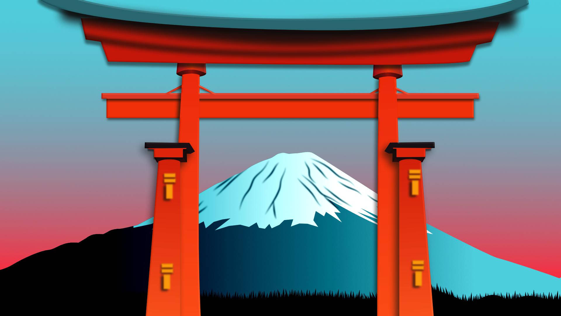 Torii-porten Og Fuji-bjerget Wallpaper