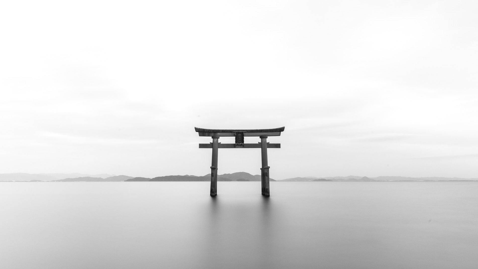 Torii Gate Japan Grayscale Picture