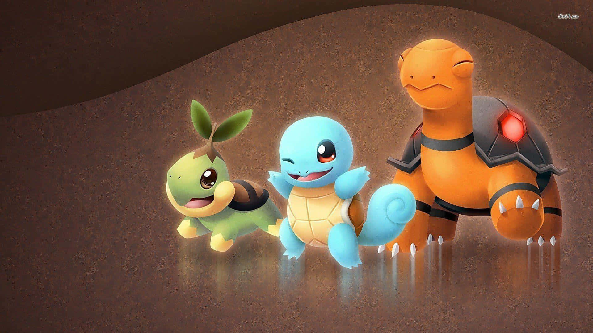 Torkoal With Squirtle And Turtwig Wallpaper