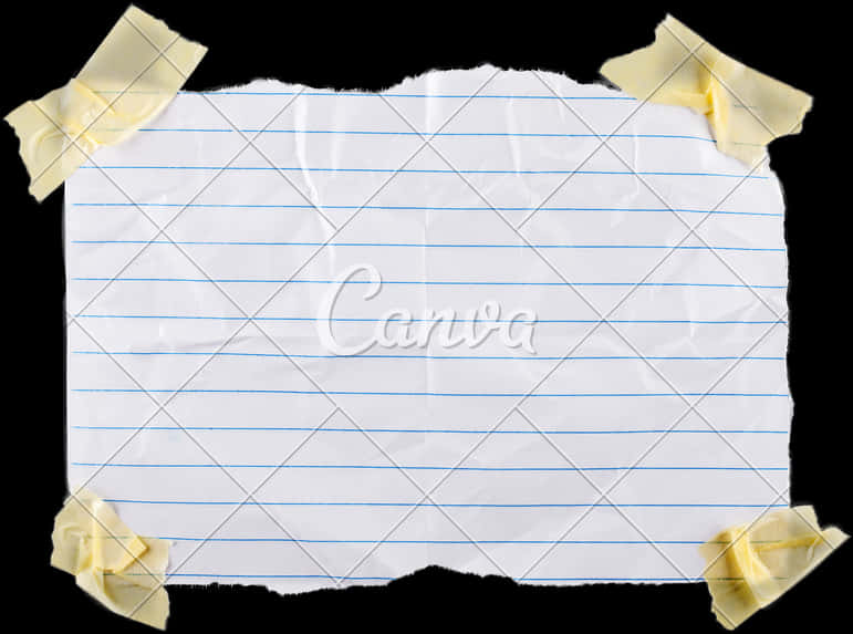 Torn Lined Paper Taped Black Background PNG