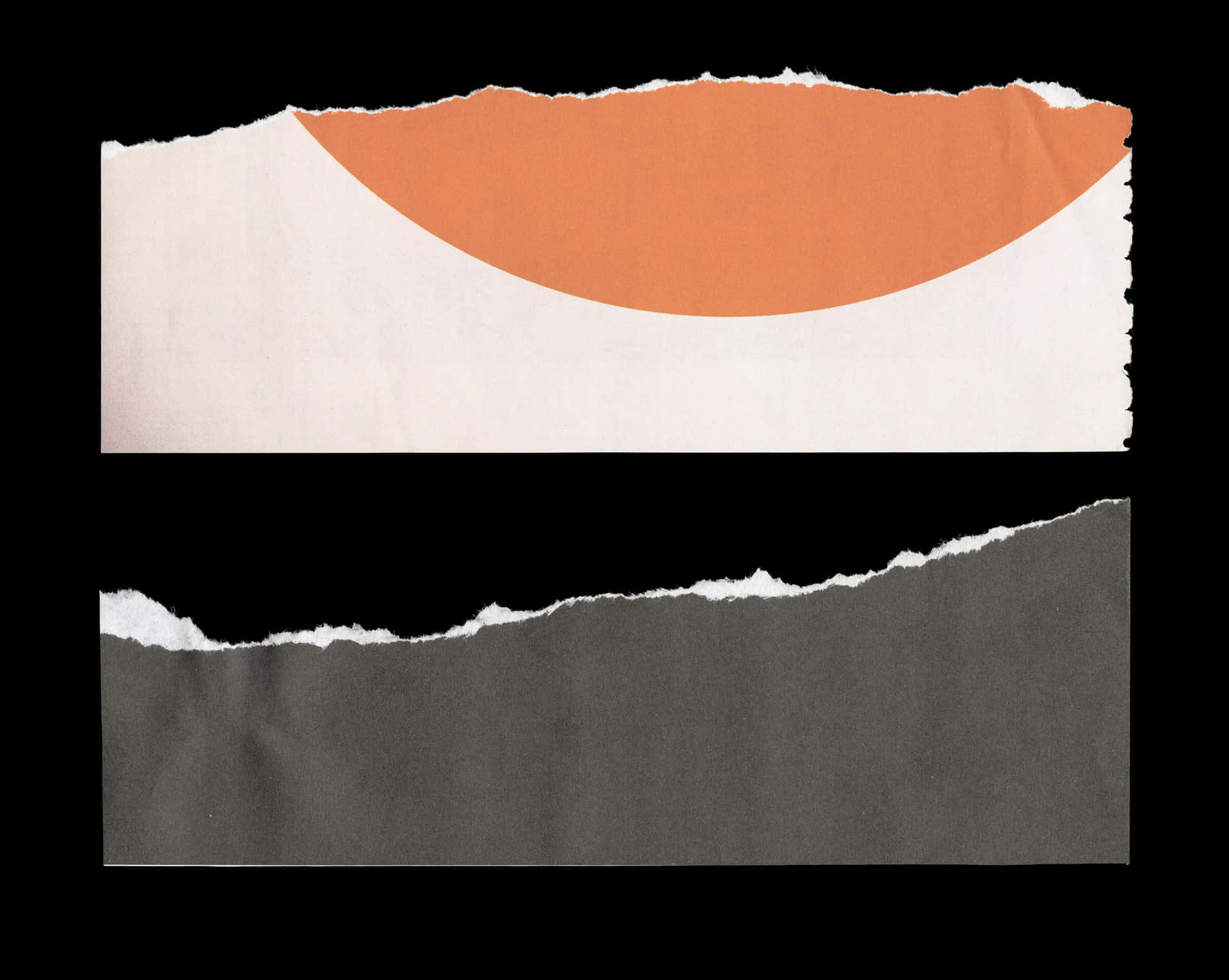 Two Pieces Of Paper With An Orange And Black Sun