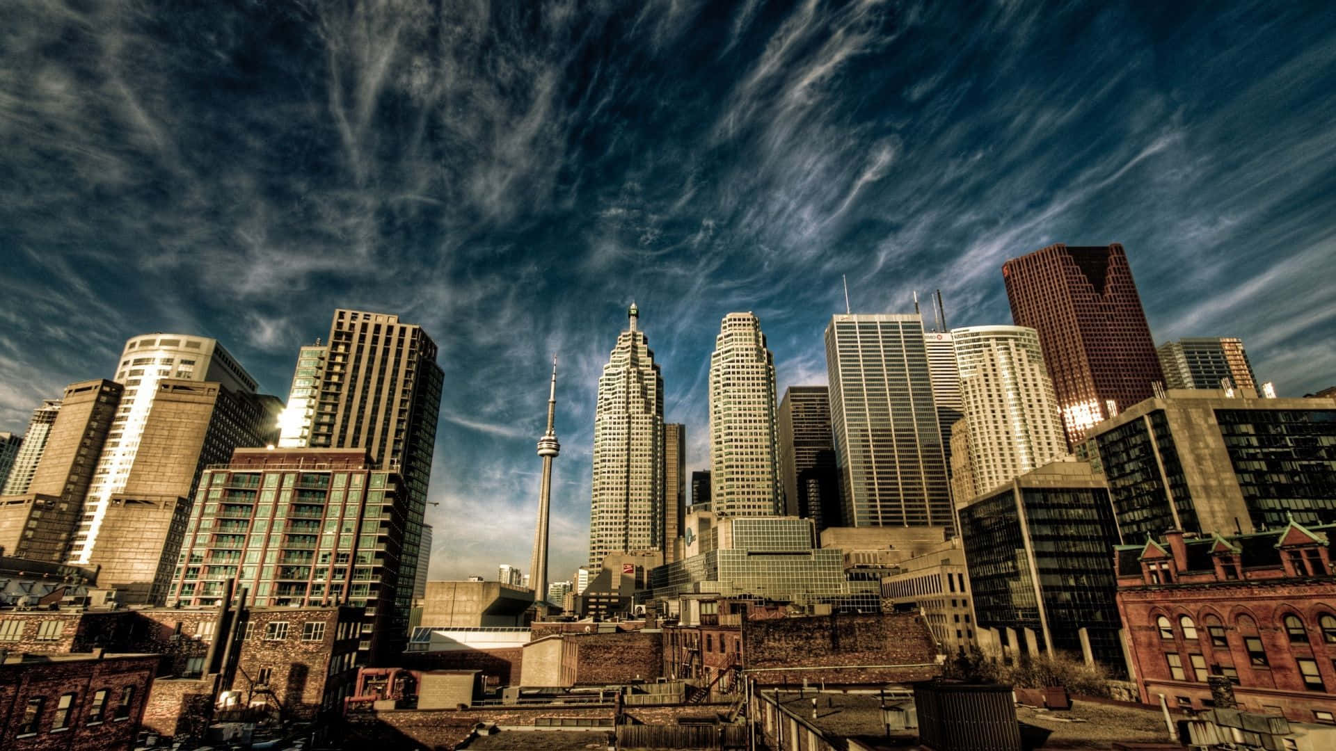 Un'ispirantealba Che Guarda Verso Il Bellissimo Skyline Di Toronto.