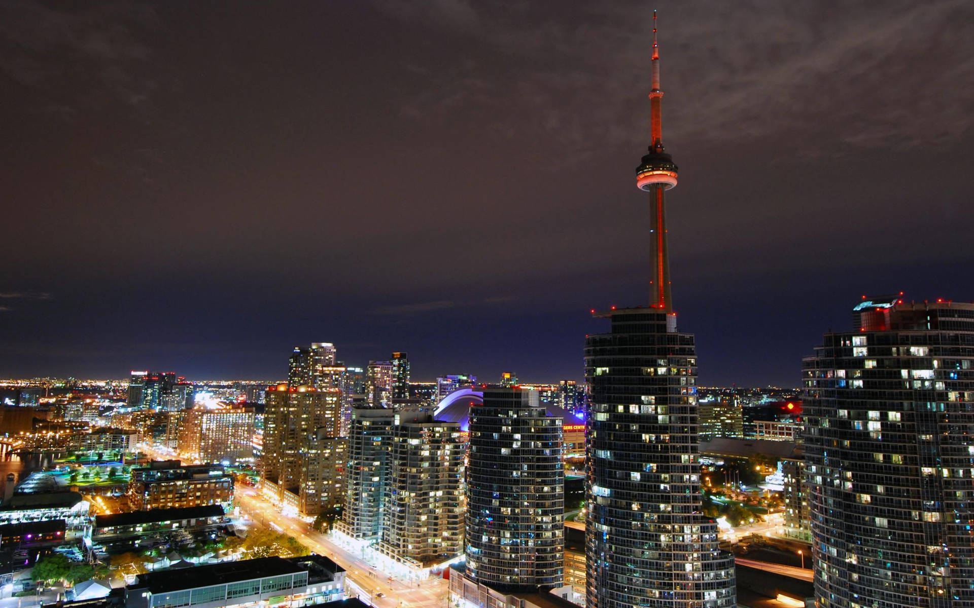 Toronto Område Lys Skyskrabere Cityscape Tapet Wallpaper