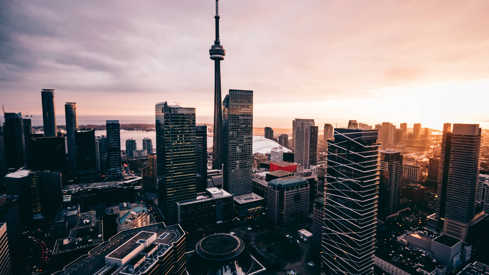 Toronto-bygninger Med Udsigt Over Solnedgangen Wallpaper