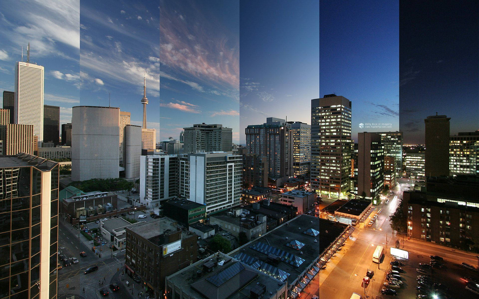 Toronto Cityscape Illuminated at Night Wallpaper