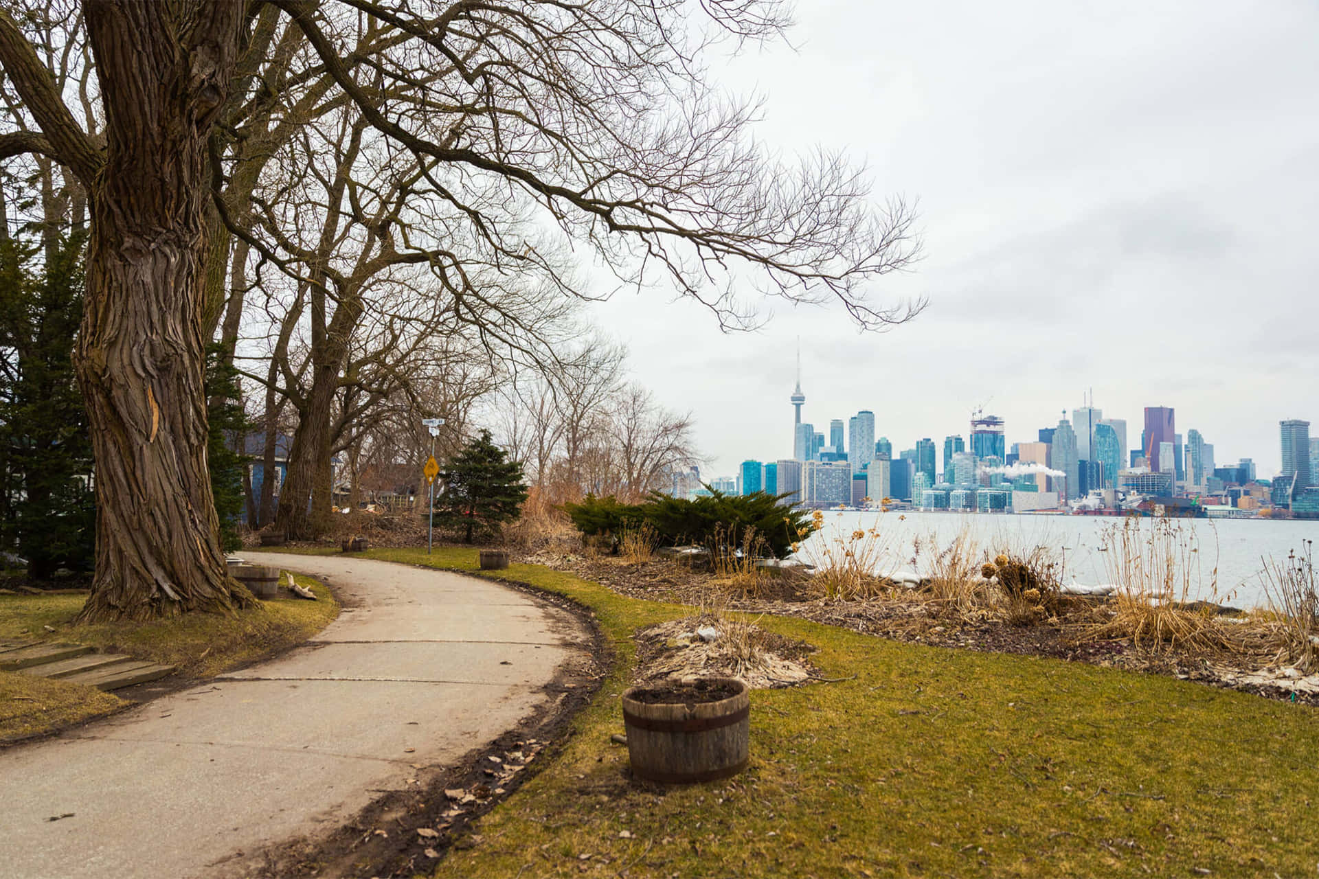 Uitzicht Op De Skyline Vanaf Toronto Eilanden Achtergrond