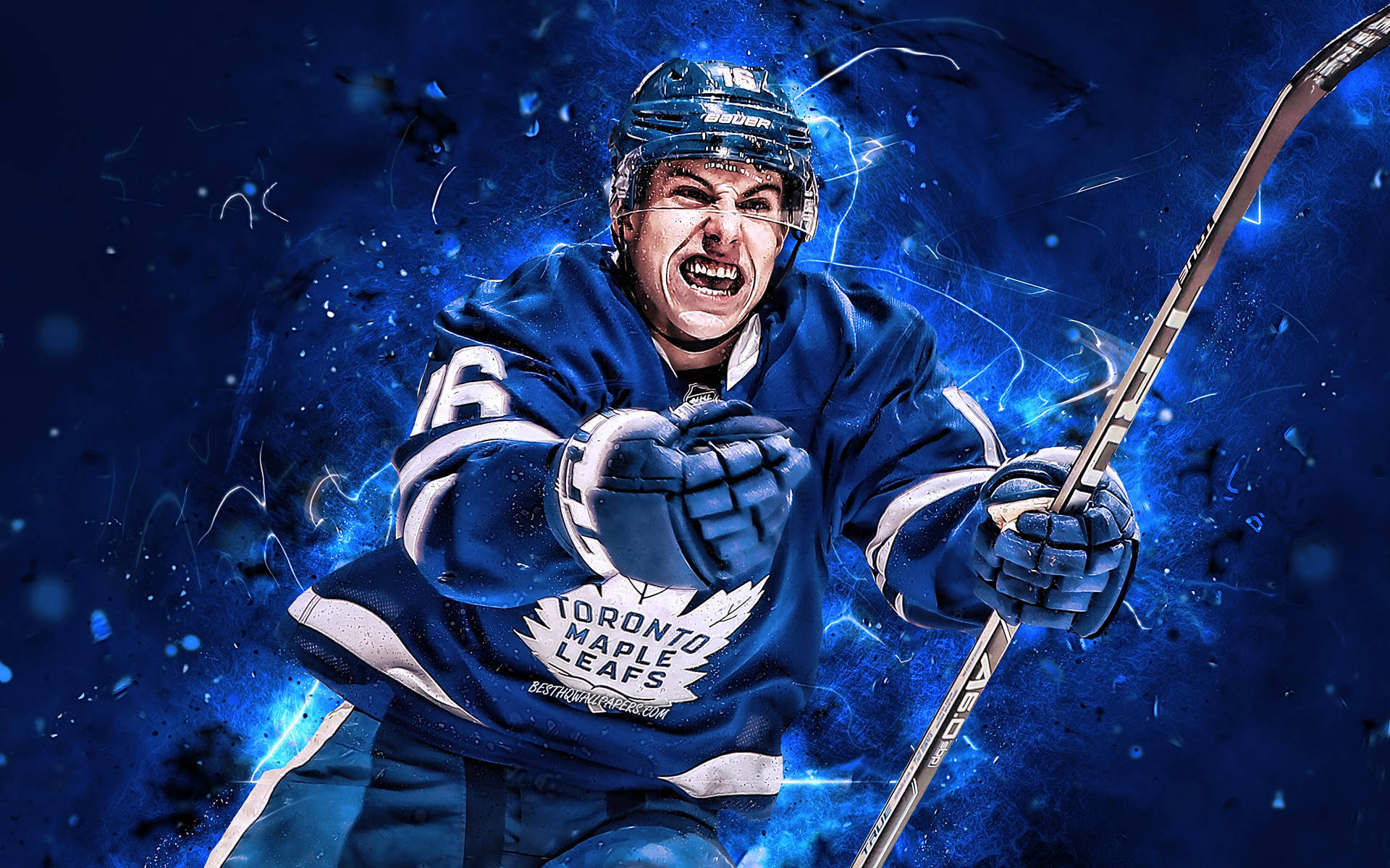 Toronto Maple Leafs Spiller Blå Kunst Tapet Wallpaper
