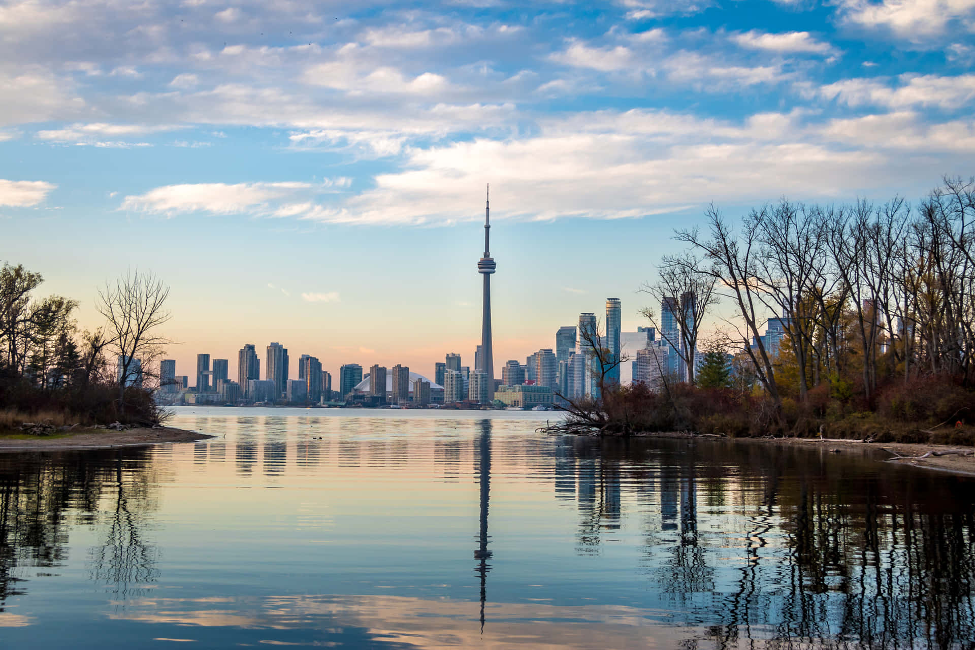 Toronto Skyline Reflections Toronto Islands Wallpaper