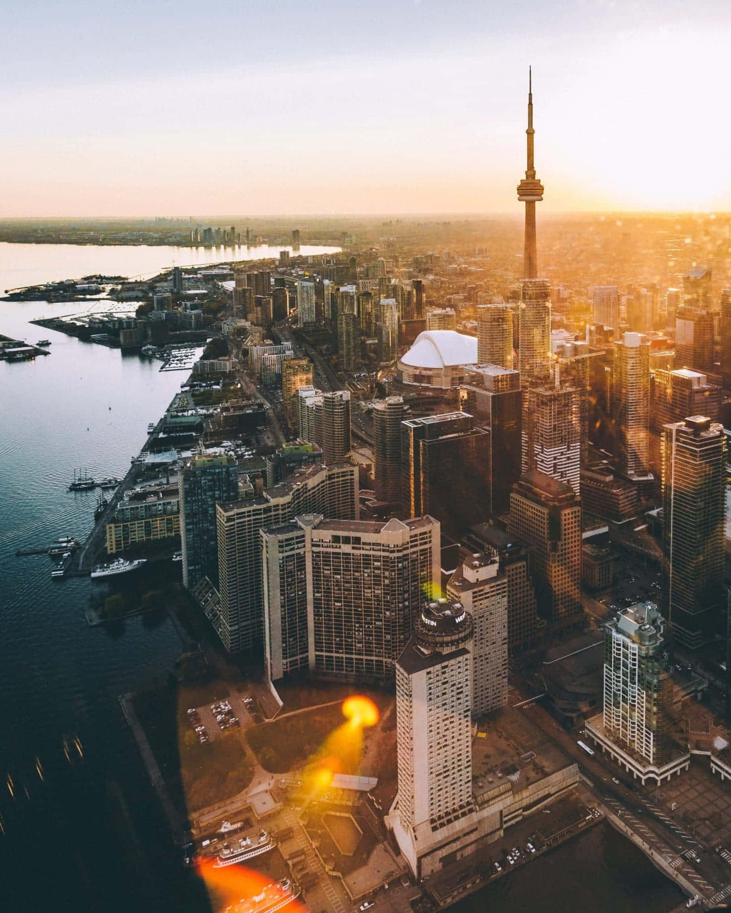 Toronto Skyline Sunset Aerial View Wallpaper