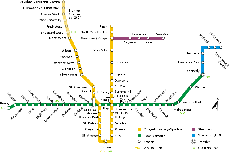 Toronto Subway Map PNG