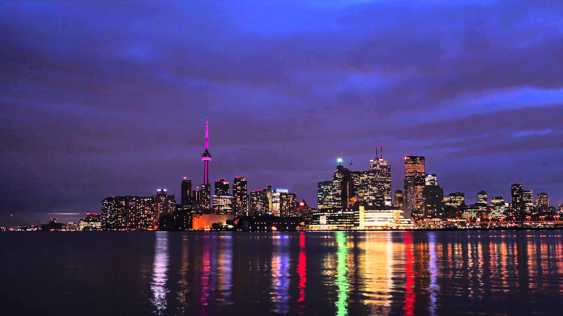 Torontocon Luces De La Ciudad Coloridas Fondo de pantalla