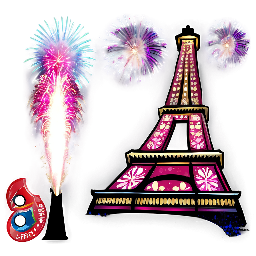 Torre Eiffel Fireworks Celebration Png 06262024 PNG