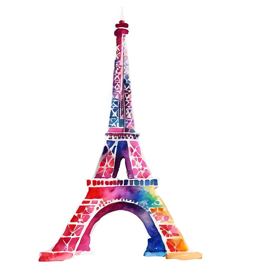 Torre Eiffel Watercolor Painting Png 06262024 PNG