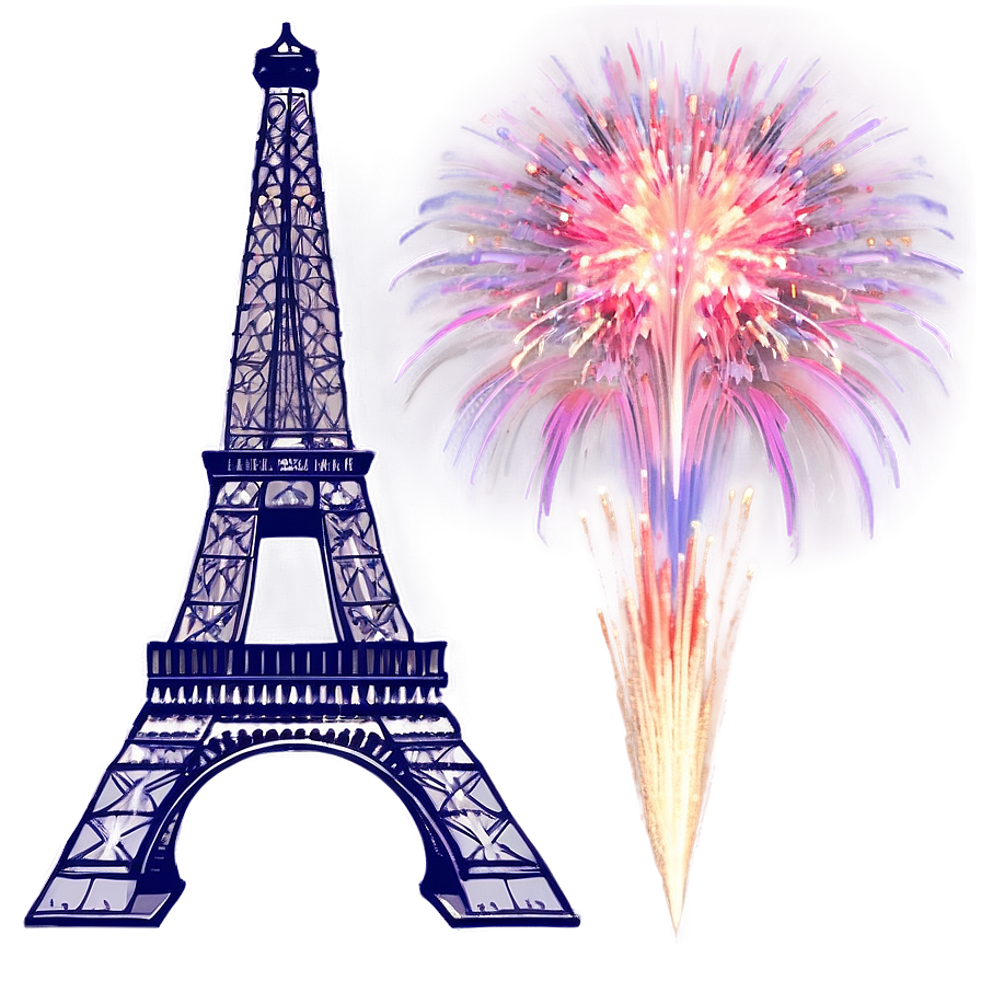 Torre Eiffel With Fireworks Display Png Wwd59 PNG