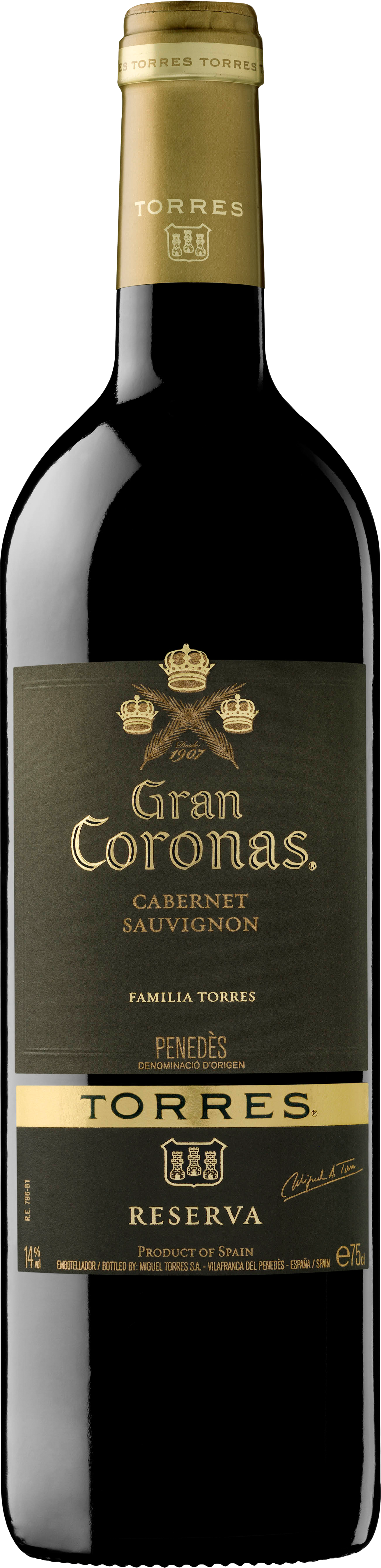 Torres Gran Coronas Cabernet Sauvignon Bottle PNG