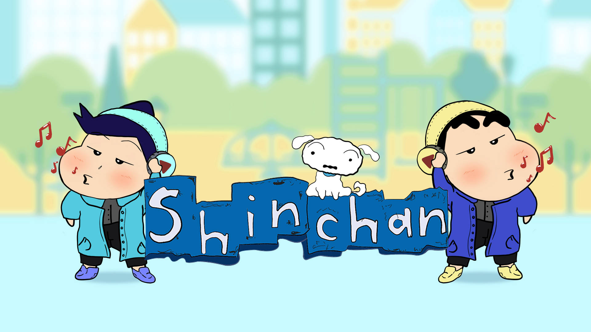 Toru And Shin Chan Cartoon Background Wallpaper