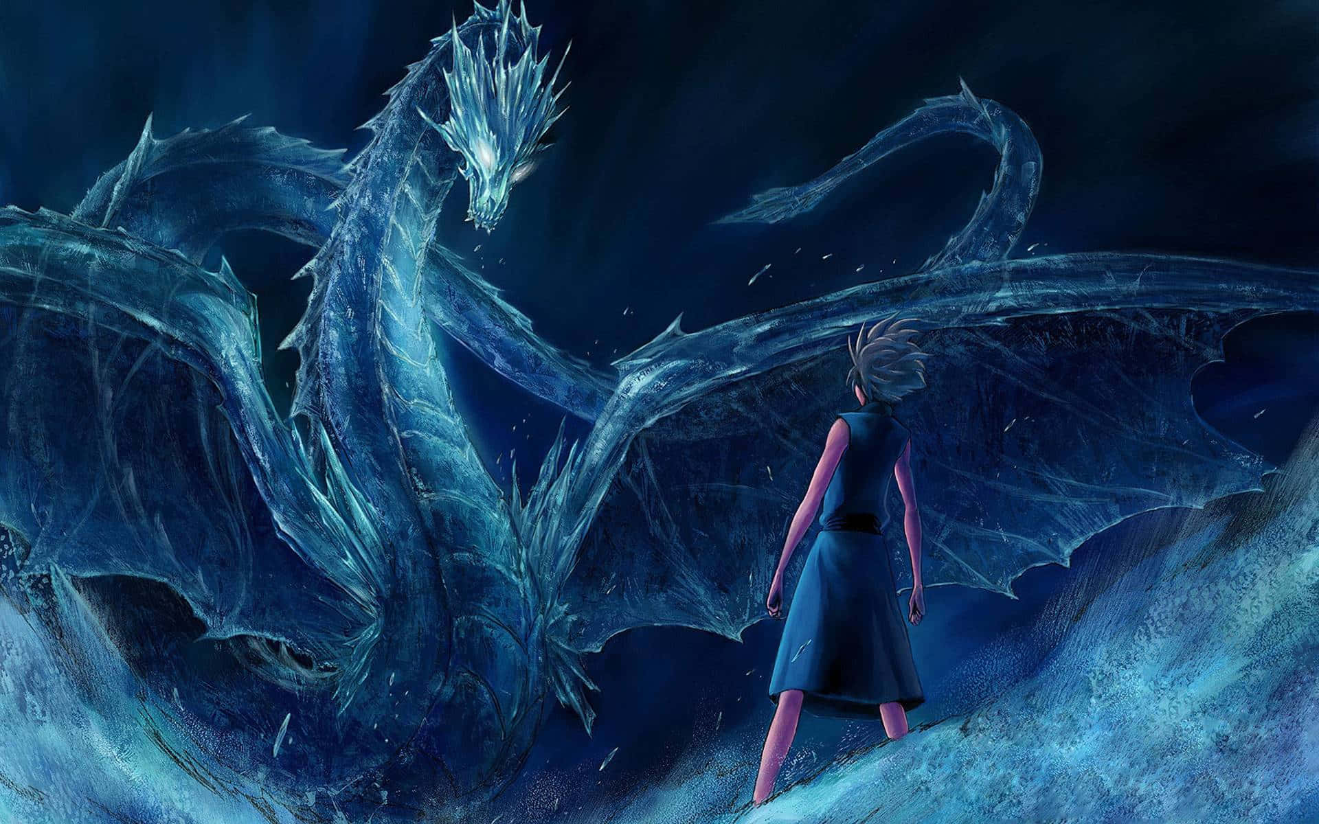 Download Toshiro Facing Blue Fire Dragon Anime Wallpaper 