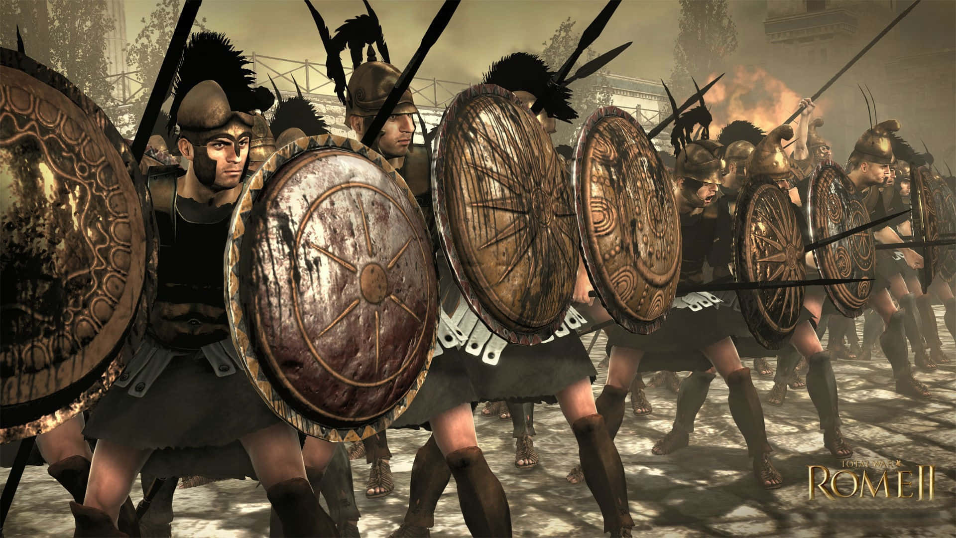 A Group Of Soldiers With Shields And Shields